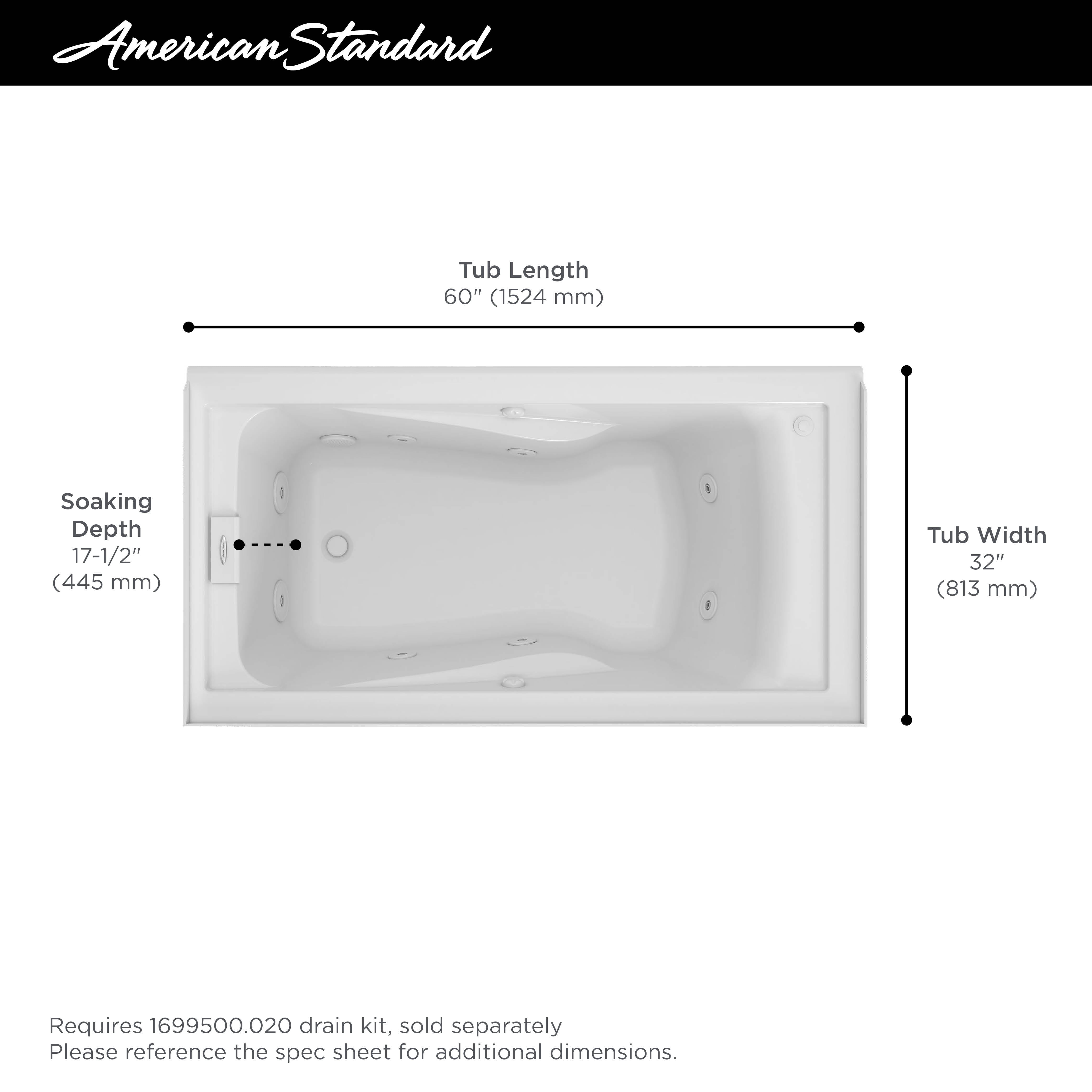 common bathtub lengths